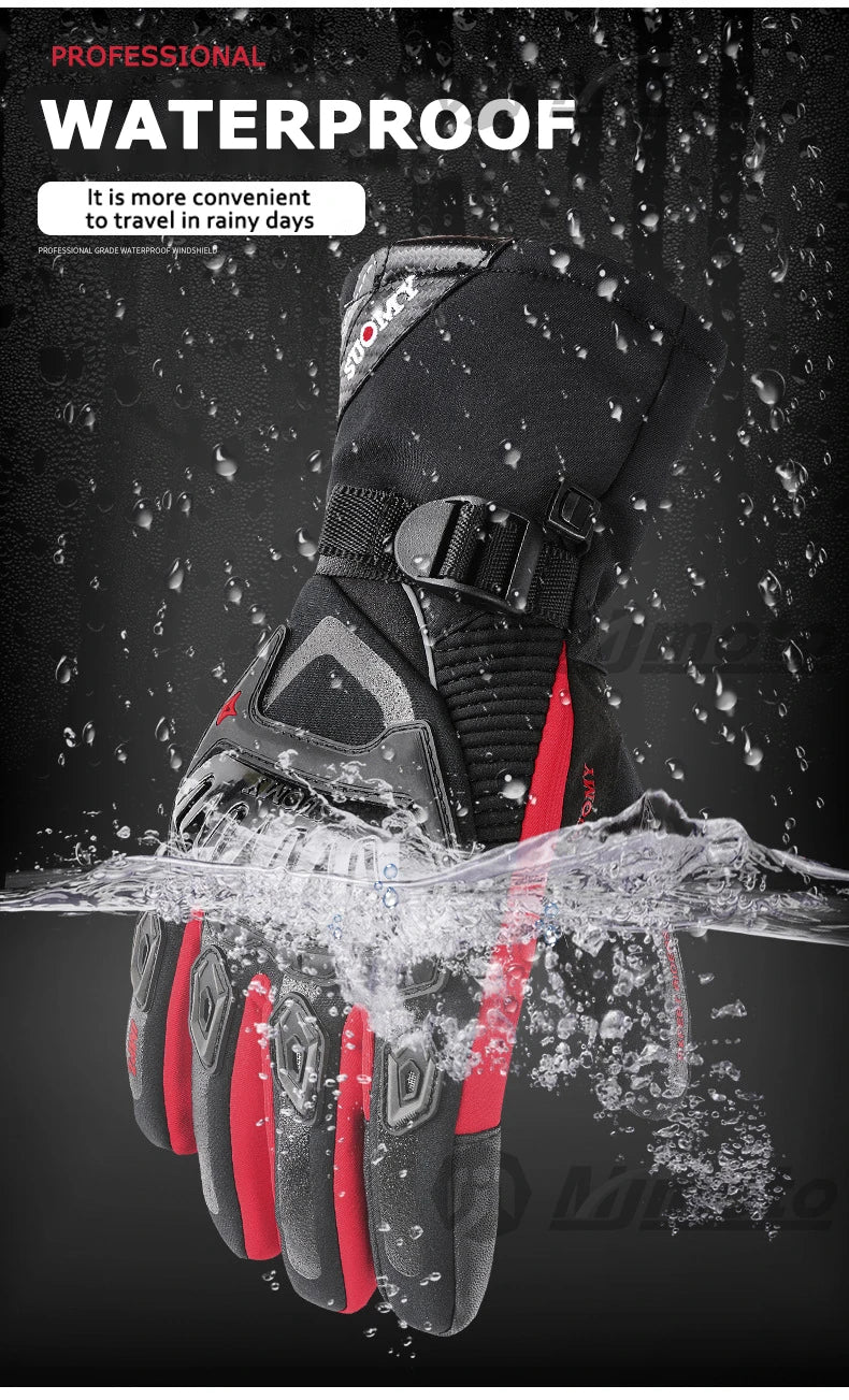 Winter Warm Motorcycle Gloves Windproof Waterproof Guantes Moto Motorbike Riding Gloves Touch Screen Moto Motocross Gloves Black