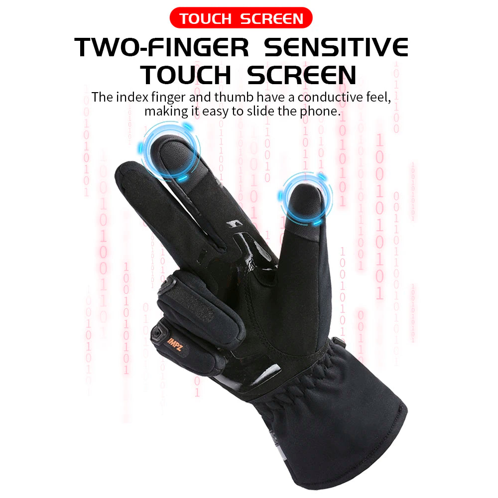 Winter Warm Motorcycle Gloves Windproof Waterproof Guantes Moto Motorbike Riding Gloves Touch Screen Moto Motocross Gloves Black