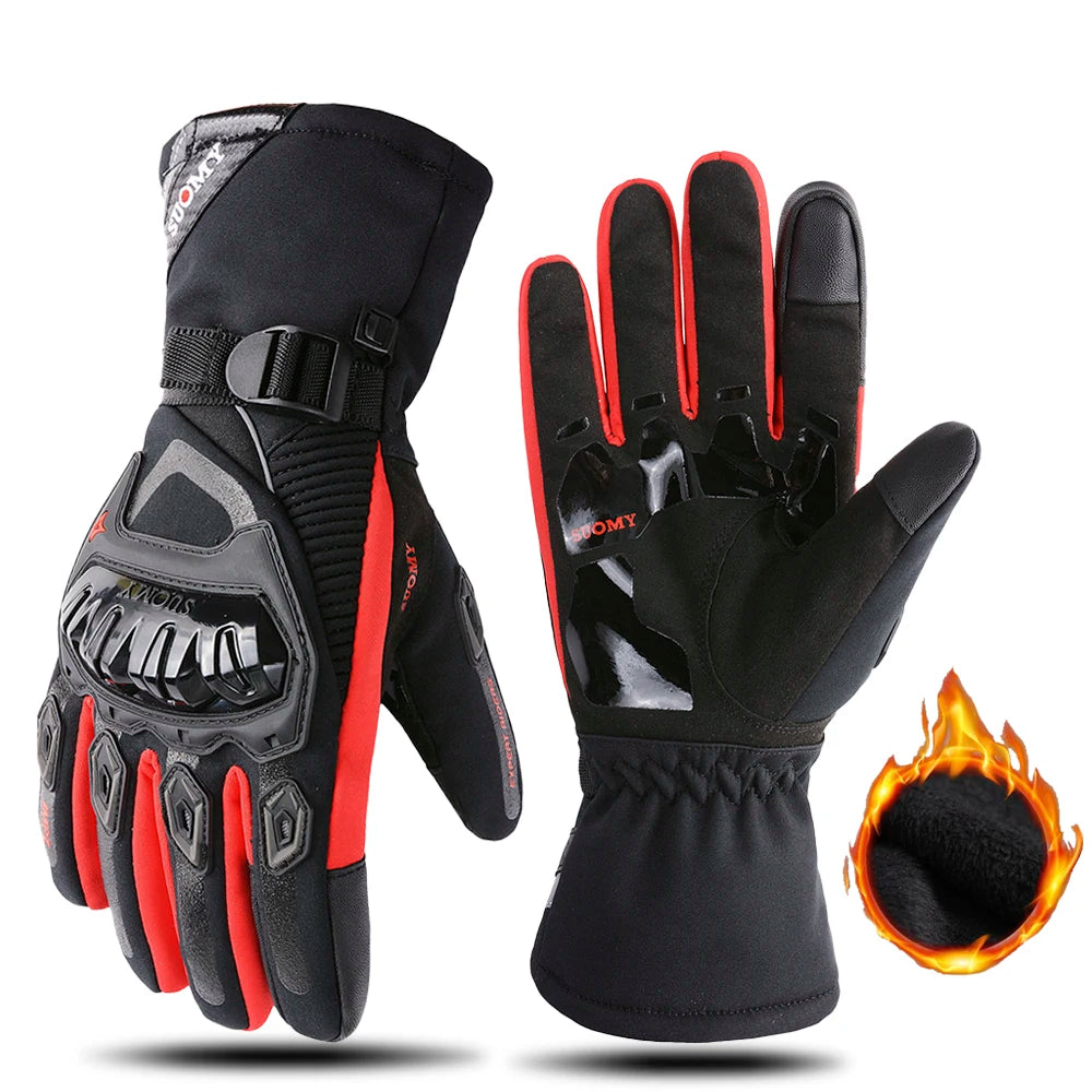Winter Warm Motorcycle Gloves Windproof Waterproof Guantes Moto Motorbike Riding Gloves Touch Screen Moto Motocross Gloves Black
