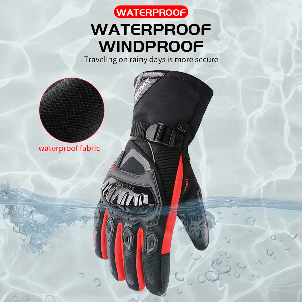 Winter Warm Motorcycle Gloves Windproof Waterproof Guantes Moto Motorbike Riding Gloves Touch Screen Moto Motocross Gloves Black