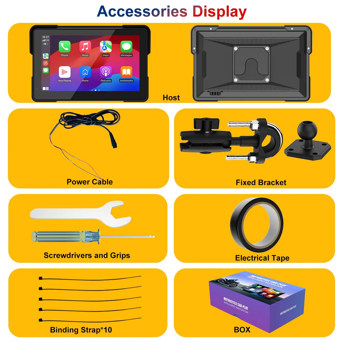 7.0 inch Portable Motorcycle Navigation Display Screen Wireless CarPlay Motorcycle GPS Para Moto Android Auto Monitor Waterproof