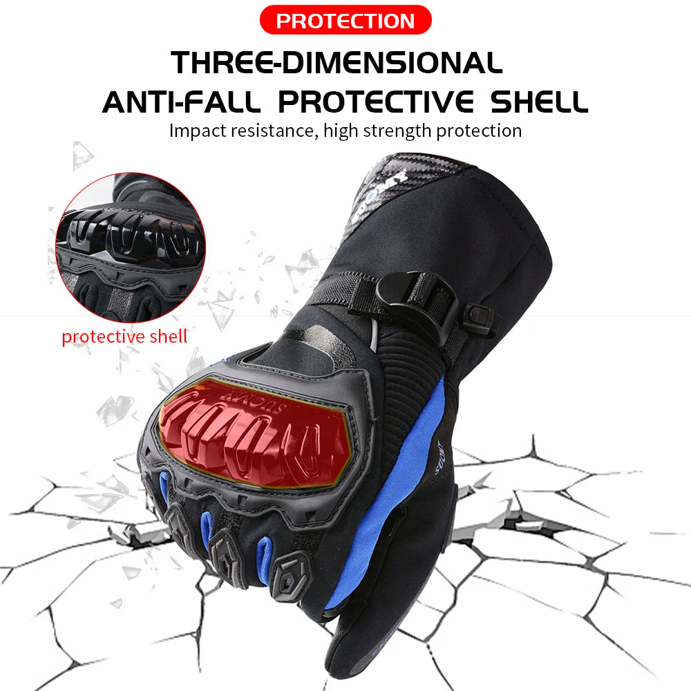 Winter Warm Motorcycle Gloves Windproof Waterproof Guantes Moto Motorbike Riding Gloves Touch Screen Moto Motocross Gloves Black