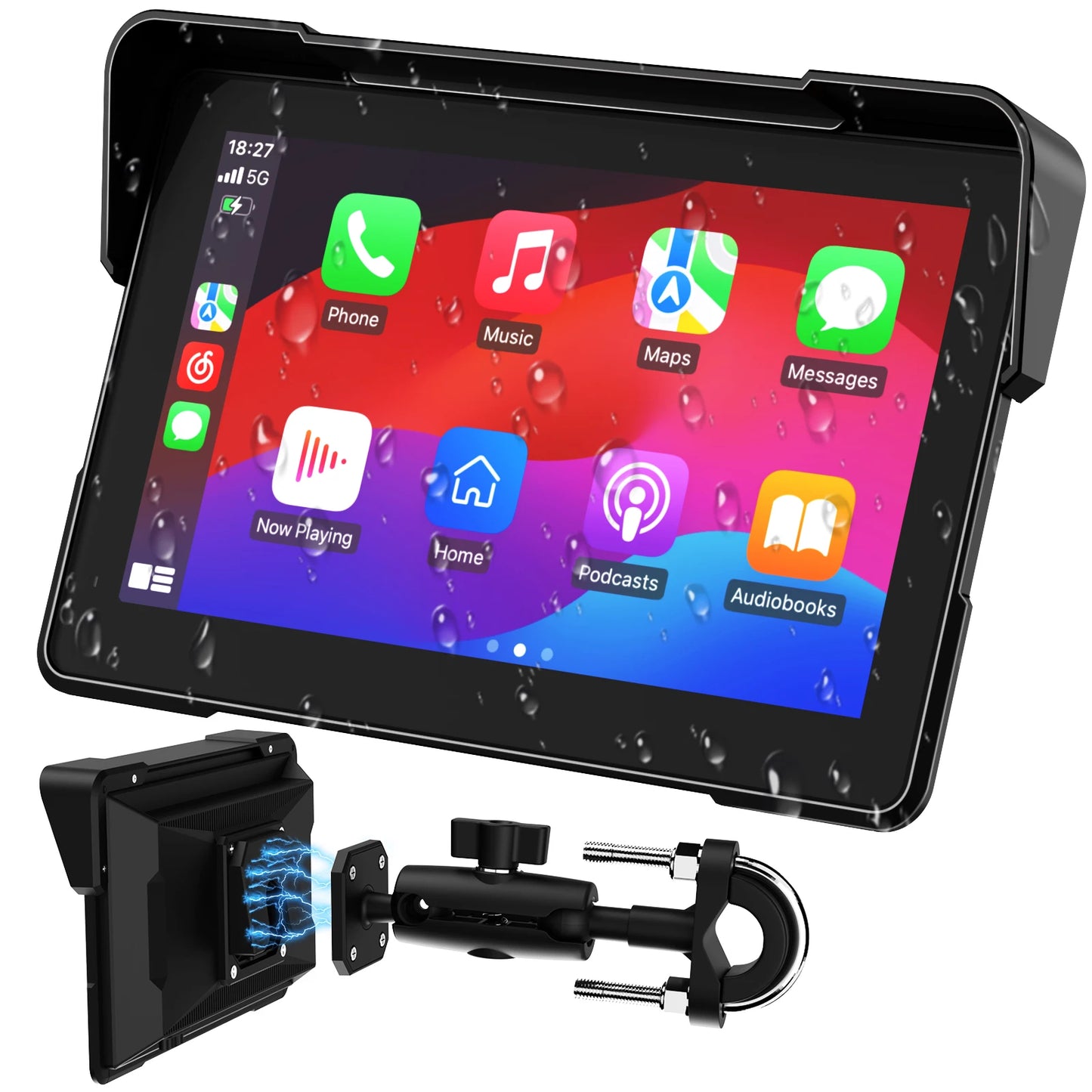 7.0 inch Portable Motorcycle Navigation Display Screen Wireless CarPlay Motorcycle GPS Para Moto Android Auto Monitor Waterproof