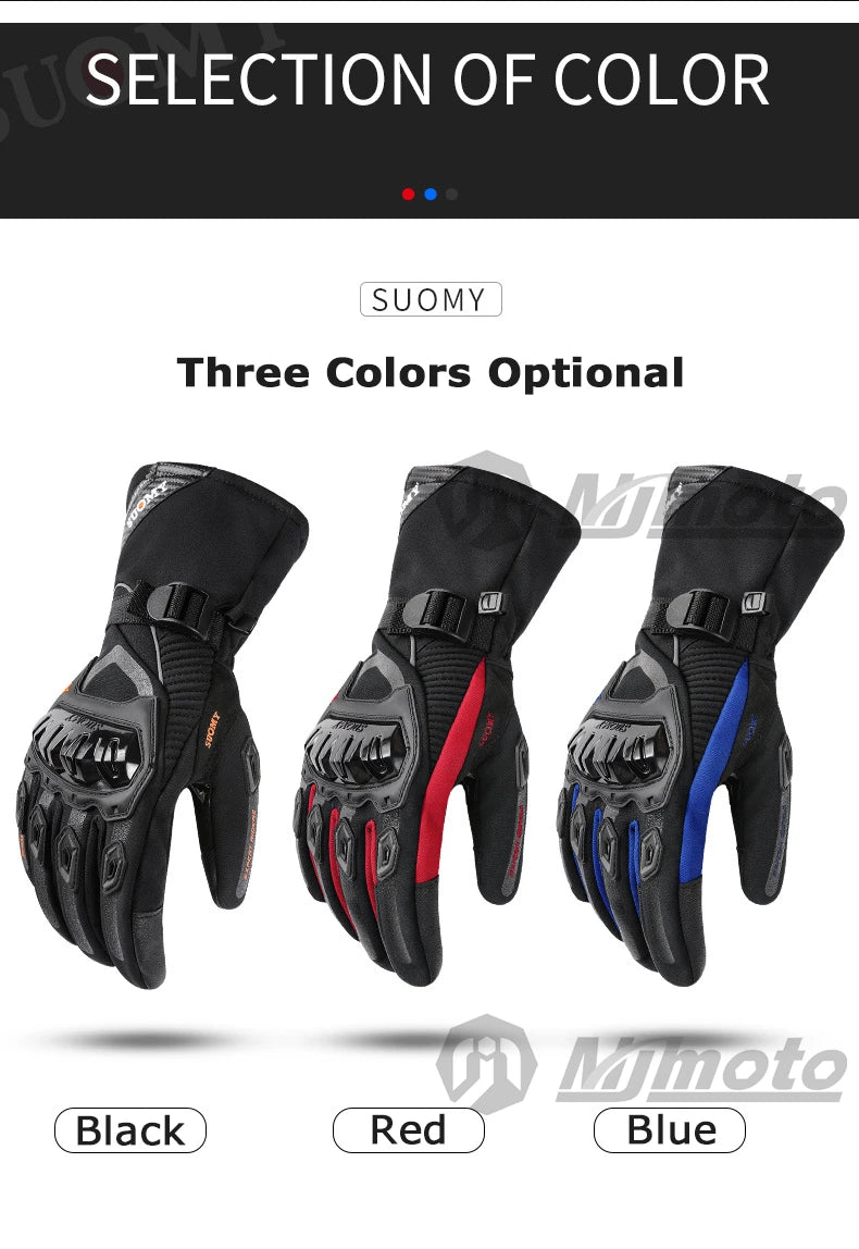 Winter Warm Motorcycle Gloves Windproof Waterproof Guantes Moto Motorbike Riding Gloves Touch Screen Moto Motocross Gloves Black