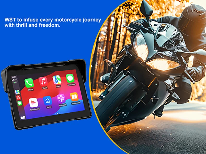 7.0 inch Portable Motorcycle Navigation Display Screen Wireless CarPlay Motorcycle GPS Para Moto Android Auto Monitor Waterproof