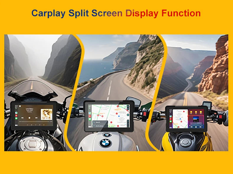7.0 inch Portable Motorcycle Navigation Display Screen Wireless CarPlay Motorcycle GPS Para Moto Android Auto Monitor Waterproof