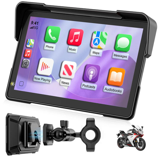 7.0 inch Portable Motorcycle Navigation Display Screen Wireless CarPlay Motorcycle GPS Para Moto Android Auto Monitor Waterproof
