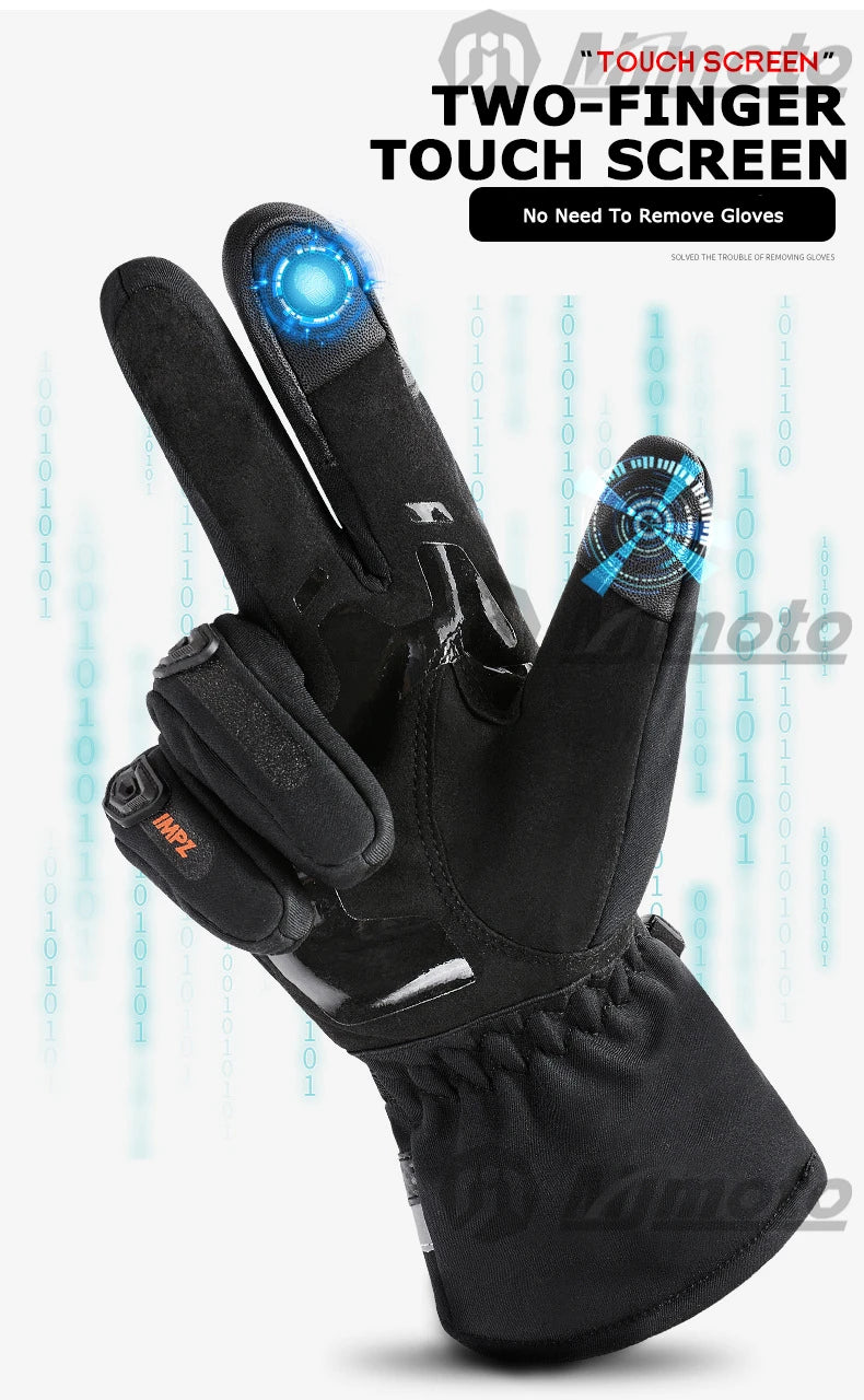 Winter Warm Motorcycle Gloves Windproof Waterproof Guantes Moto Motorbike Riding Gloves Touch Screen Moto Motocross Gloves Black