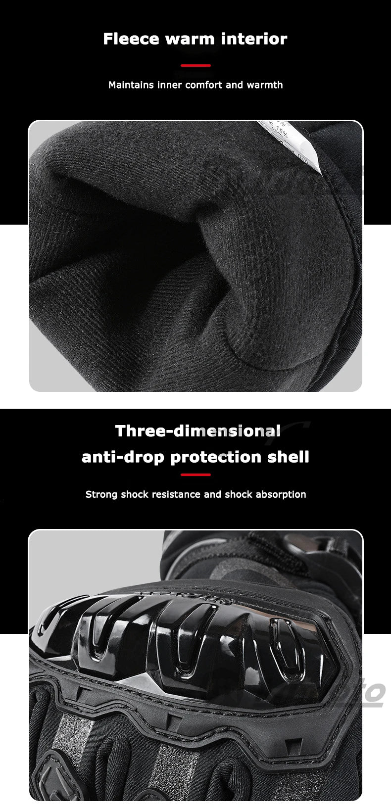 Winter Warm Motorcycle Gloves Windproof Waterproof Guantes Moto Motorbike Riding Gloves Touch Screen Moto Motocross Gloves Black