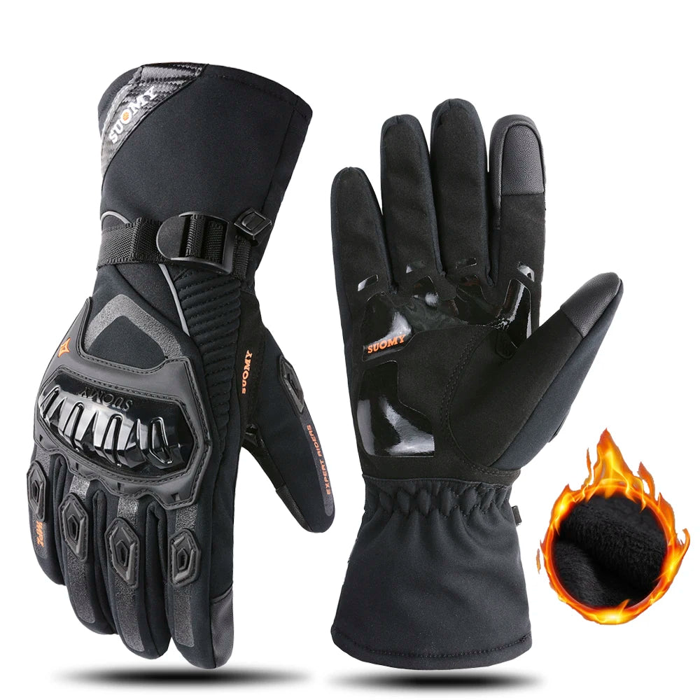 Winter Warm Motorcycle Gloves Windproof Waterproof Guantes Moto Motorbike Riding Gloves Touch Screen Moto Motocross Gloves Black